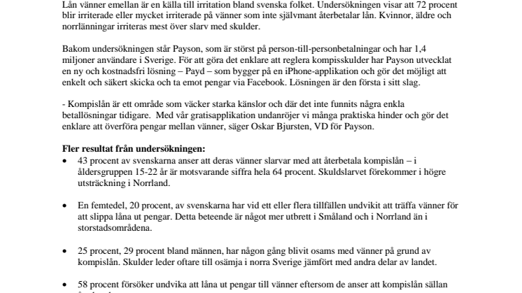 Slarv med kompislån irriterar svenskar - Störst irritation bland norrlänningar