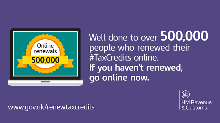 Record 500,000 people renew tax credits online