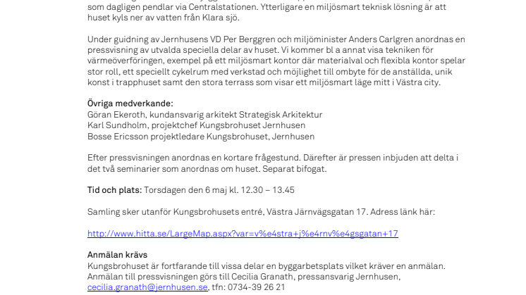 Pressvisning av Kungsbrohuset - Europas miljösmartaste hus