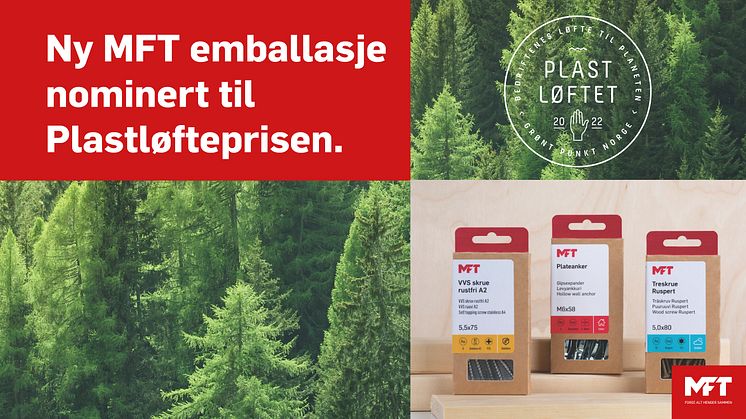 Ny MFT emballasje nominert til Plastløfteprisen