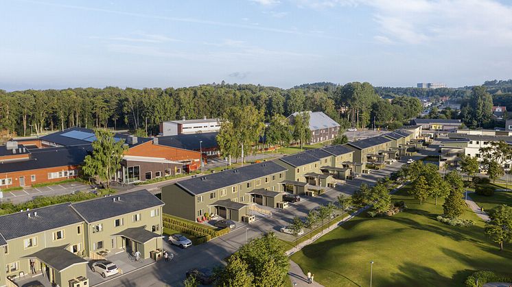 Tvåvåningsradhusen i Stensjöparken 2 i Stensjön, Mölndal