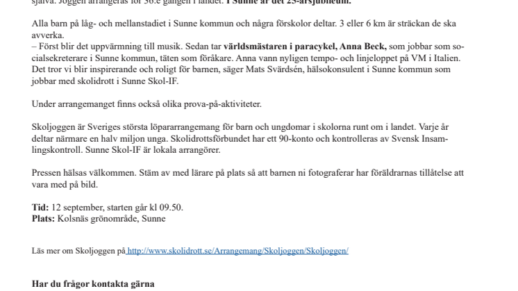 1000 barn i Sunne springer för flickors rätt – med världsmästaren Anna Beck som föråkare