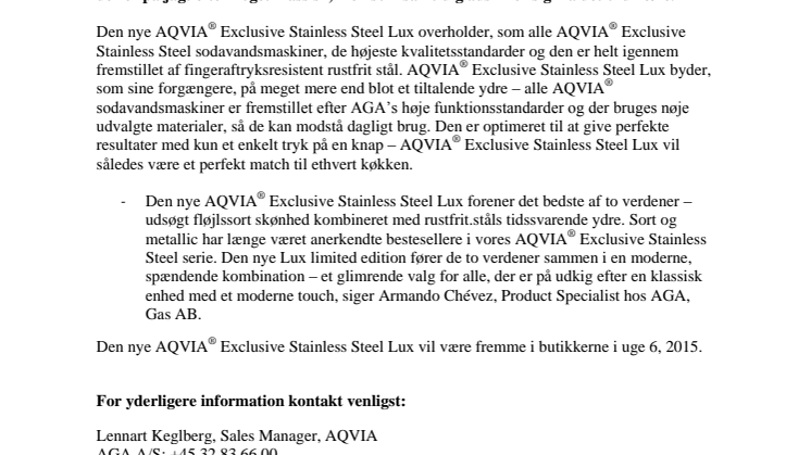Elegant sort og moderne metallic i en ny limited edition - mød AQVIA® Exclusive Stainless Steel Lux