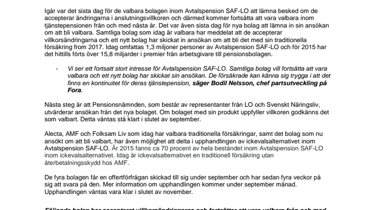 Fortsatt stort intresse för Avtalspension SAF-LO