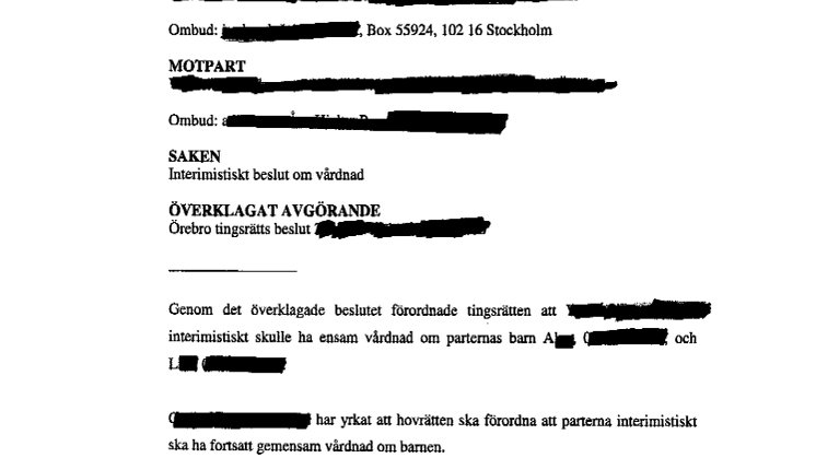 Fråga om ensam vårdnad interimistiskt - Juristpunkten