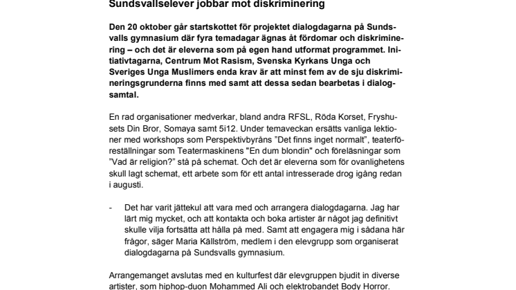 Sundsvallselever jobbar mot diskriminering