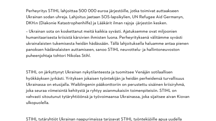 STIHL LAHJOITTAA 500 000 EUROA UKRAINAN APUUN.pdf