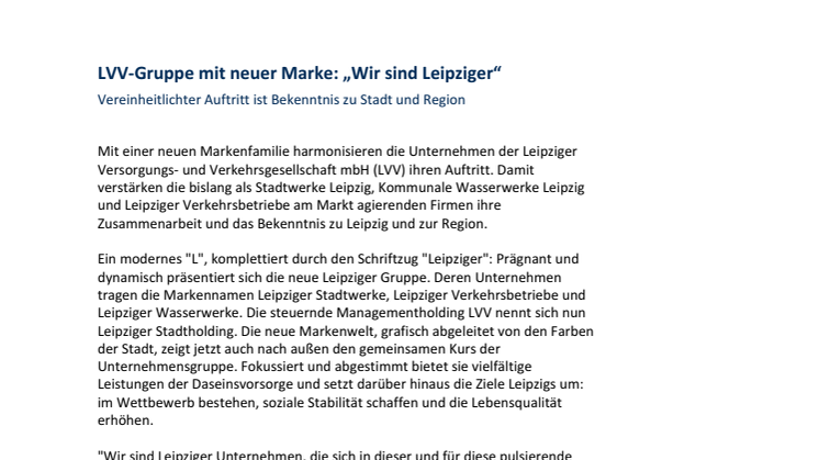 Pressemitteilung LVV-Gruppe - Wir sind Leipziger