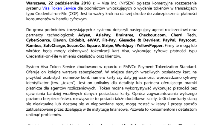 Nowi partnerzy w ekosystemie tokenizacji Visa – większe bezpieczeństwo płatności i ograniczone skutki wycieku danych