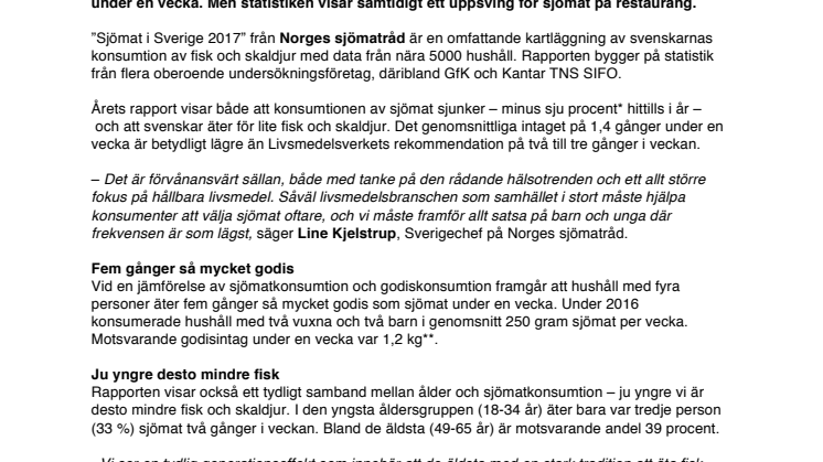 Svenskar äter för lite fisk – konsumerar fem gånger så mycket godis under en vecka 