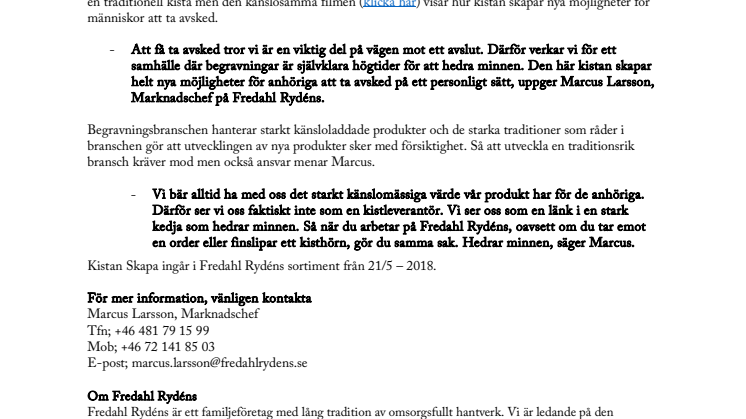Fredahl Rydéns utvecklar traditionell bransch