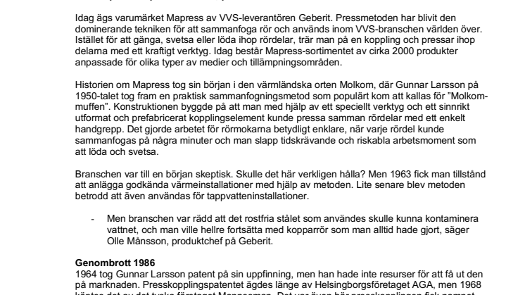 I dagarna: Geberit har producerat en miljard Mapress 
