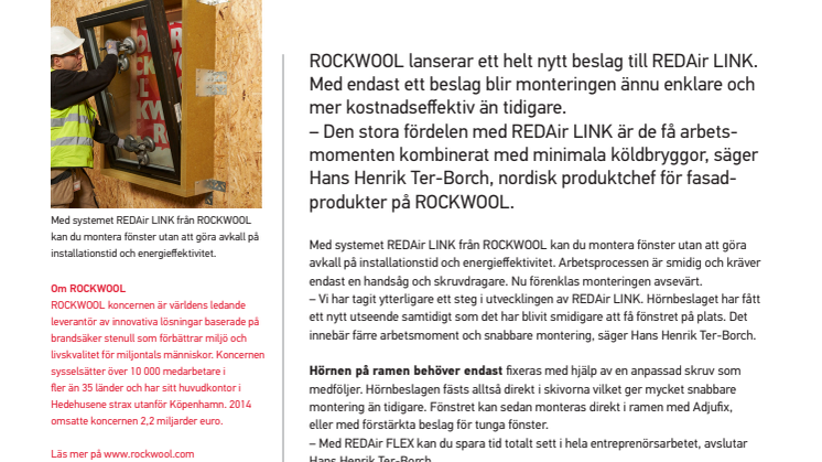 ROCKWOOL REDAir LINK – nu ännu enklare att montera fönster