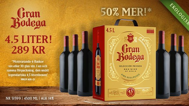 Gran Bodega 4,5 liter - nu i Systembolagets beställningssortiment! 
