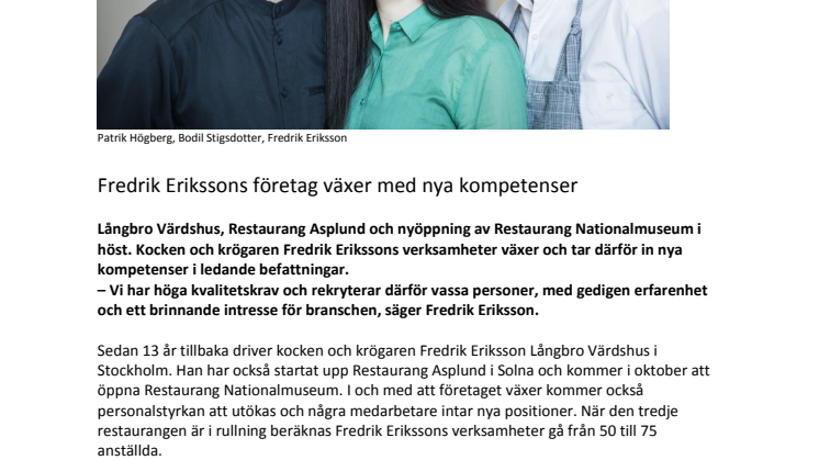 Fredrik Erikssons företag växer med nya kompetenser