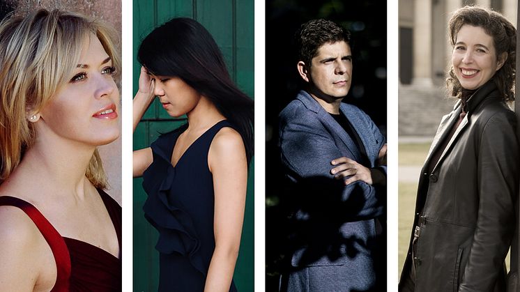 Foto från vänster till höger: Olga Kern: Fernando Baez; Kate Liu ©Kate Liu ; Javier Perianes ©Igor Studio; Angela Hewitt ©Angela Hewitt.