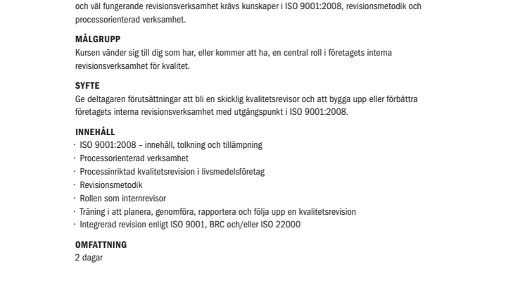 Intern revision för ISO 9001