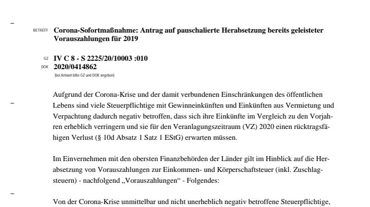 BMF Schreiben vom 24.04.2020