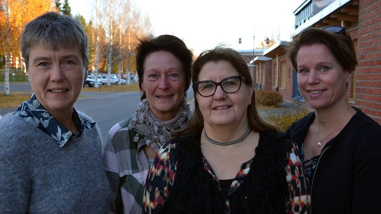 Åsa Engström, professor i omvårdnad och projektledare för strategiska satsningsområdet Hälsa, Maria Jansson, projektledare Innovation och ehälsa, Irene Vikman, forskare i fysioterapi och Stina Rutberg, forskare i fysioterapi.