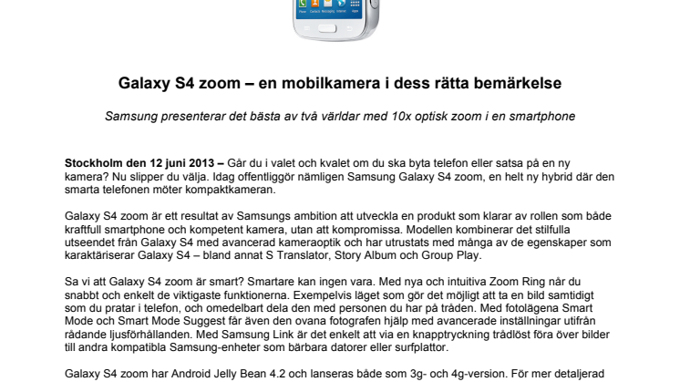 Galaxy S4 zoom – en mobilkamera i dess rätta bemärkelse