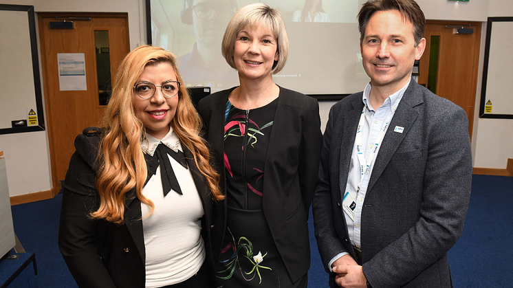 l-r PhD researcher Stephanie Haddad, Professor Monika Foster and Mark Philpott, CEO of NPH Group