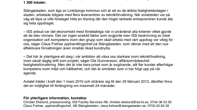 ISS stärker sin position som teknikförvaltare i Linköping