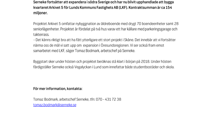 Serneke bygger äldreboende i Lund