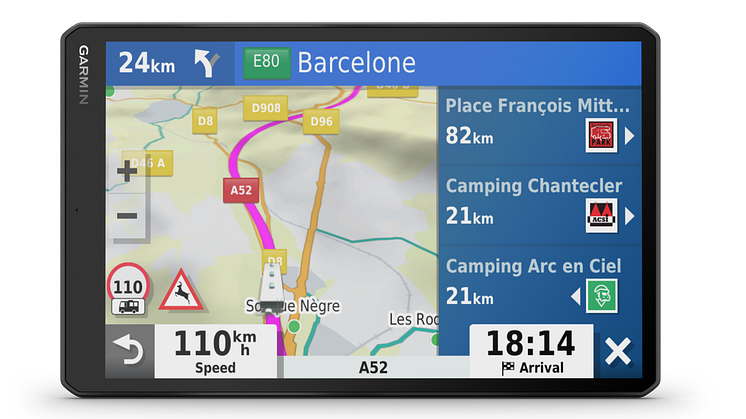 Das Vieo Infotainment-System bietet Camper-spezifische Routenführung und weitere Garmin Navigationsfunktionen.