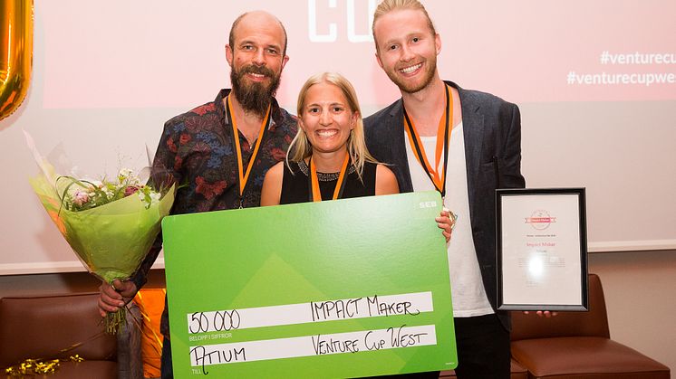 Teamet bakom Atium, från vänster Björn Wickman, Emma Ericson & Johan Björkquist. Fotograf: Emmy Jonsson