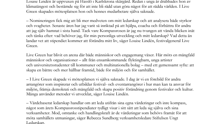 Multientreprenören Louise Lindén tar emot Kompassrosen
