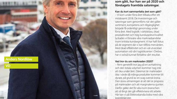 VD Anders Nordlöw kring året som gått och Elektroskandias framtida satsningar