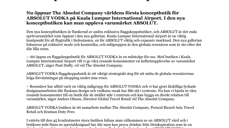 ABSOLUT VODKA öppnar konceptbutik i Kuala Lumpur 