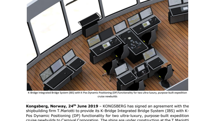 Carnival selects KONGSBERG integrated bridge with dynamic positioning functionality for new expedition cruise ships 