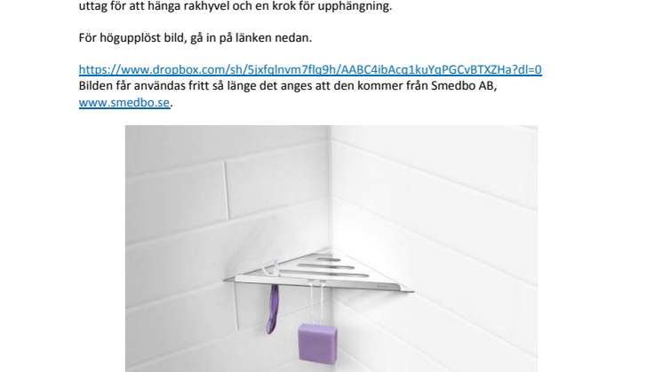 Lös förvaringen i duschen - Smedbo lanserar hörnhylla för inkakling