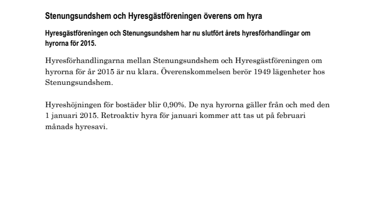 Stenungsundshem och Hyresgästföreningen överens om hyra