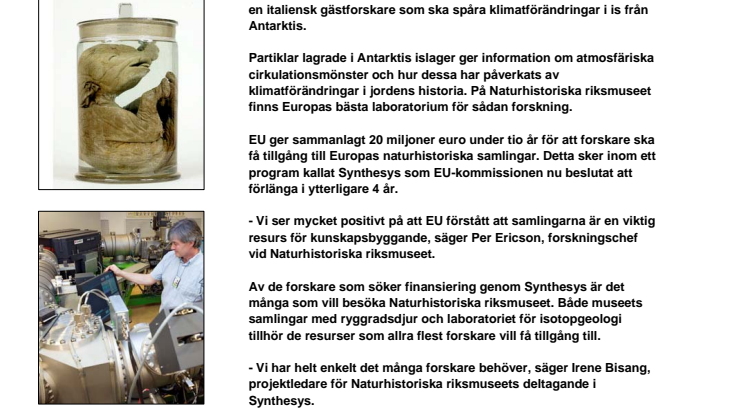 Klimatforskare väljer Naturhistoriska riksmuseet