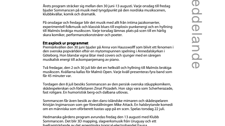 Komik, klubbkvällar och Nordisk musik på Hedmanska gården