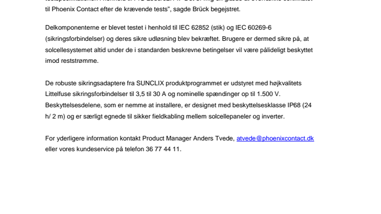 DC sikringsadaptere får TÜV certifikat