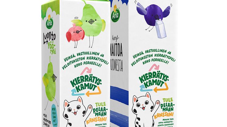 Arla: Kierrätyskamut Luonto+- ja maitotölkeissä 