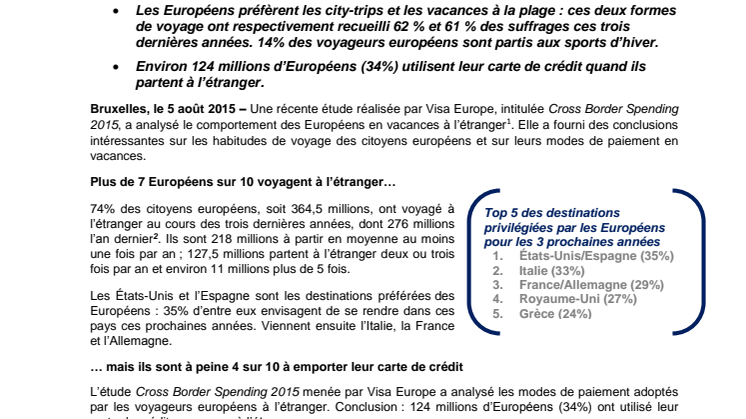 Les vacances des Européens à l’étranger: un aperçu des types de voyage et des habitudes de paiement 