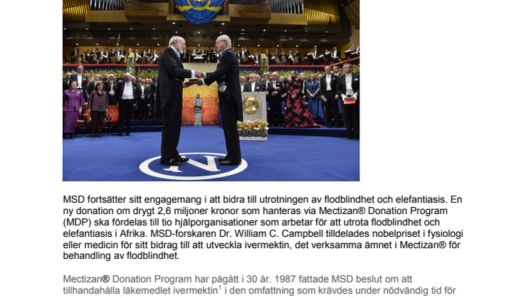 MSD fortsätter kampen mot flodblindhet med Nobelprisad forskning