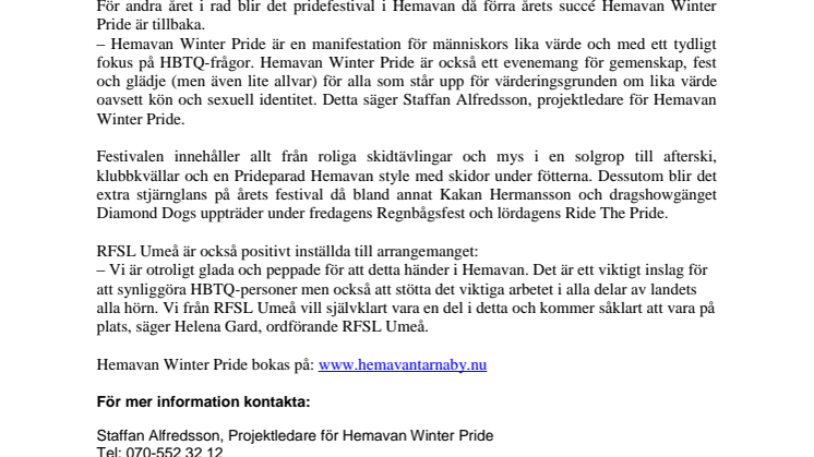 Pridefestival för andra året i rad i Hemavan