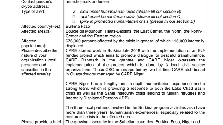 Insecurity & Displacement Crisis in Burkina Fase 19-006-SO 