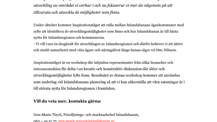 Inspirationståget för hållbar utveckling och konkurrenskraft