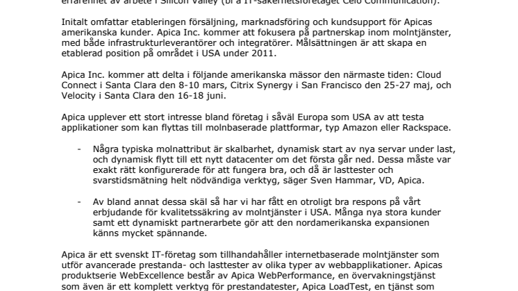 Internetteknologiföretaget Apica etablerar sig i Nordamerika