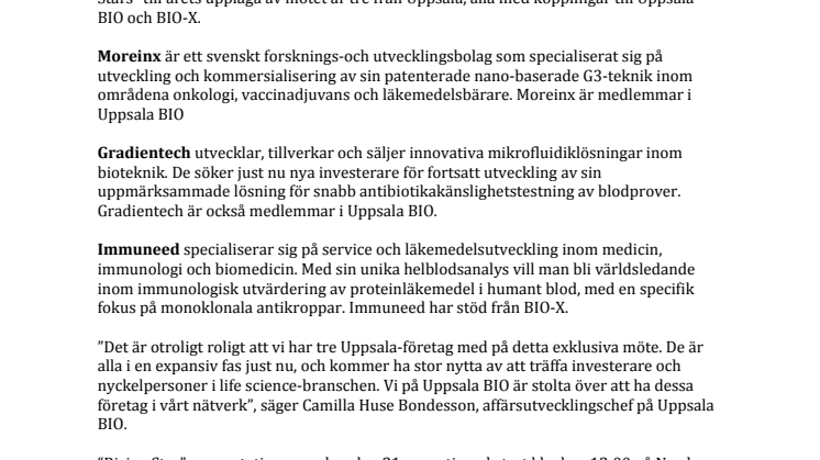 Tre Uppsalabolag till prestigefullt life science-möte