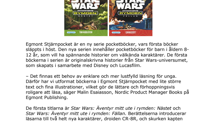 Pressmeddelande Egmont Stjärnpocket - Star Wars
