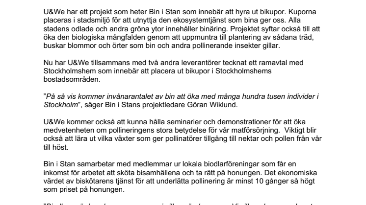 Bin i Stan – avtal med Stockholmshem