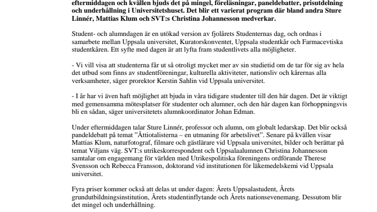 Årets student- och alumndag lyfter fram studentlivets möjligheter