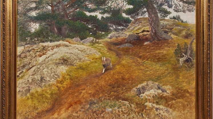Hare i skogslandskap av Bruno Liljefors